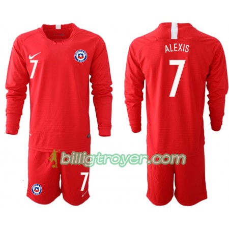 Billige Fotballdrakter Chile ALEXIS 7 Barn Hjemmedraktsett 2018/19 Langermet